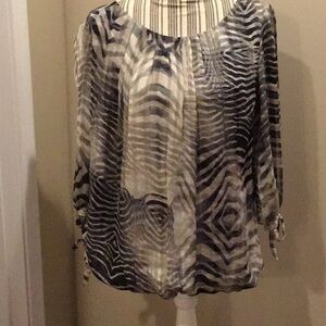 Roz & Ali Tiger Print 3/4 Sleeve Top Size 1X